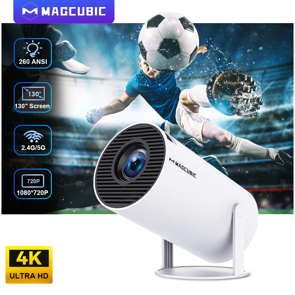 Proyector Magcubic HY300 Pro: 4K, WiFi 6 y corrección automática para cine en casa.