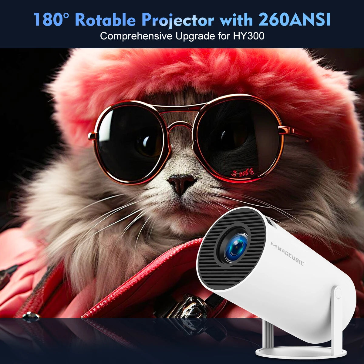 Proyector Magcubic HY300 Pro: 4K, WiFi 6 y corrección automática para cine en casa.